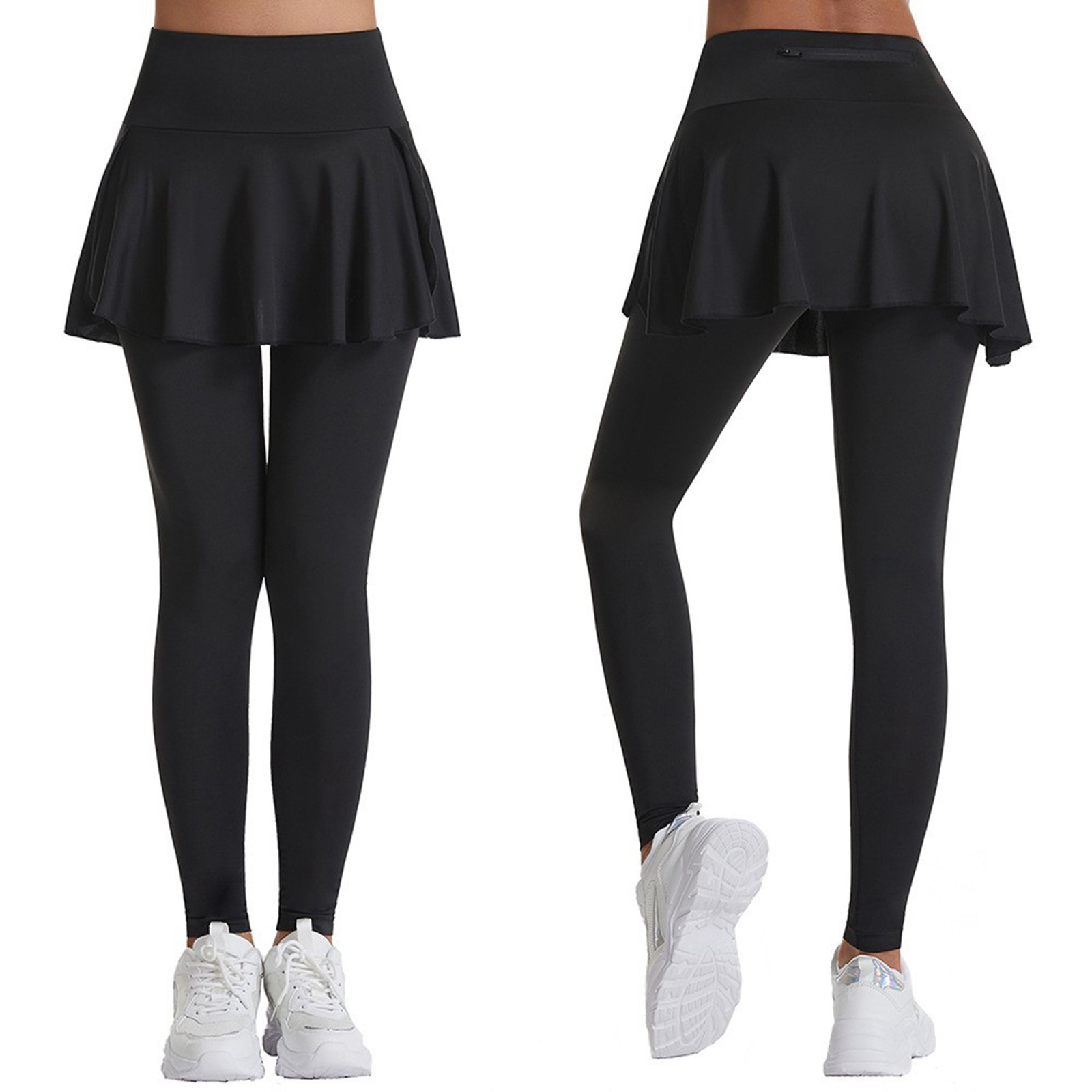thumbnail image 2 of Falda deportiva plisada de color liso para mujer, cintura alta, que realza las caderas, falda pantalón para bádminton, 2 of 6
